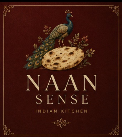 Naan Sense Indian Kitchen — peacock perched on a naan